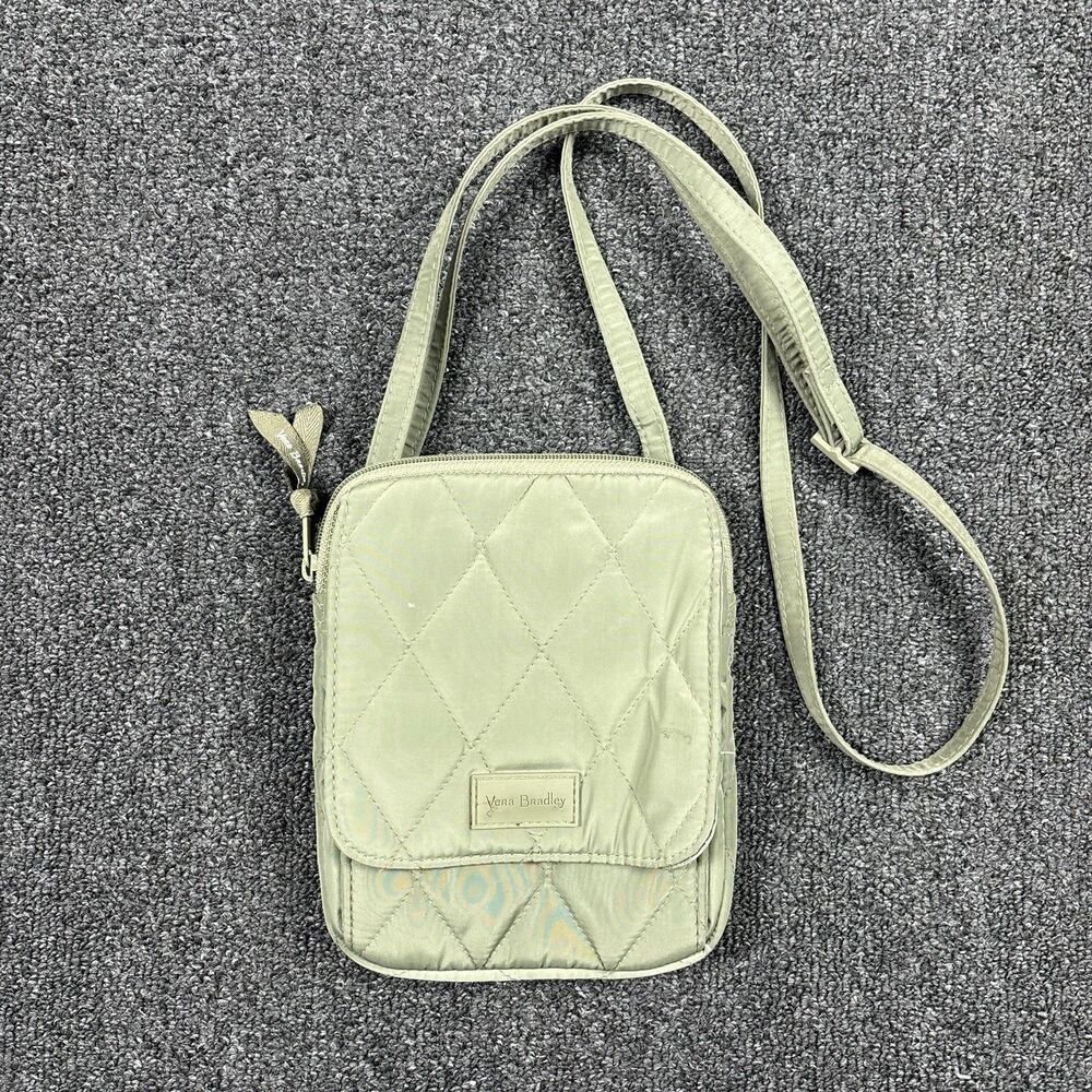 Vera Bradley Green Quilted Small Crossbody with Zip Magnetic Closure, ID Window